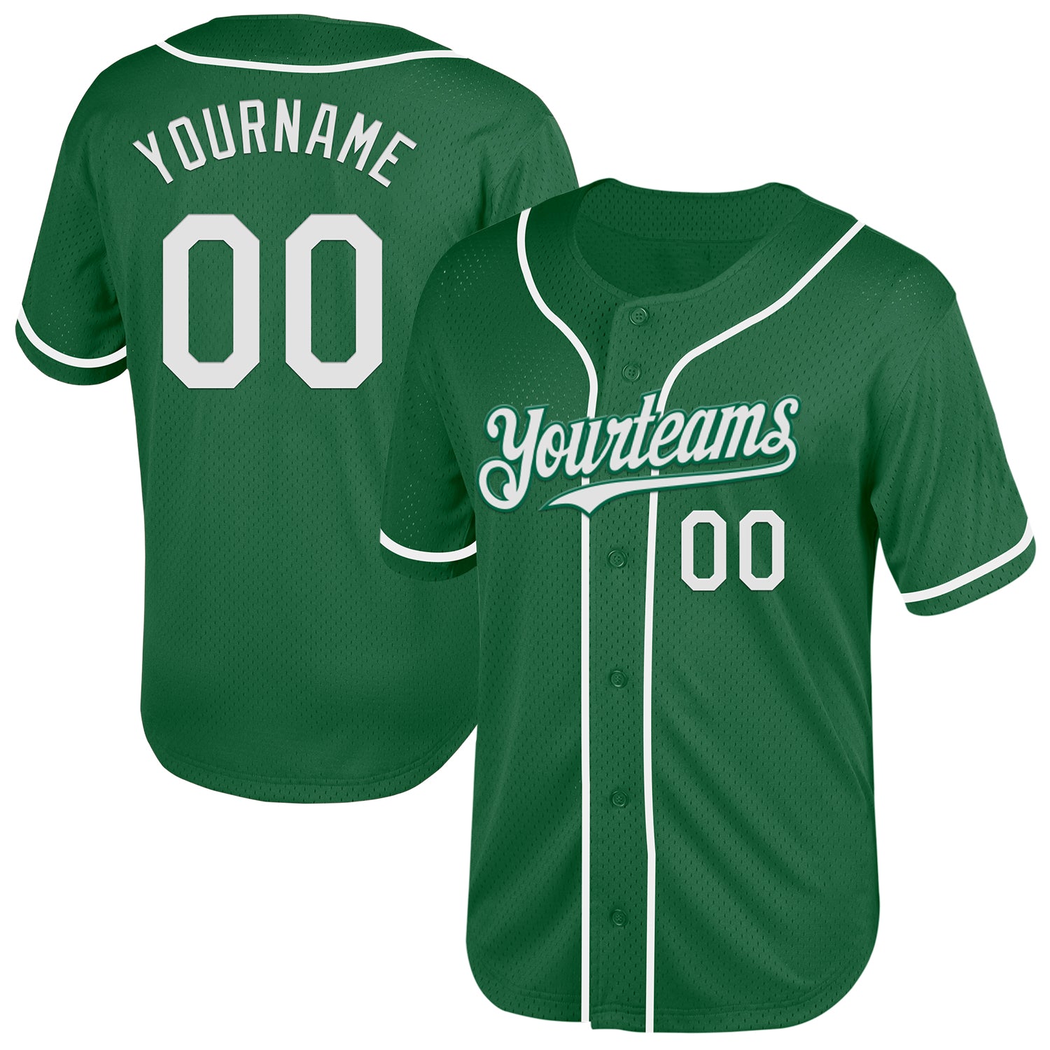2024 Custom Kelly Green White Mesh Authentic Throwback Baseball Jersey ...