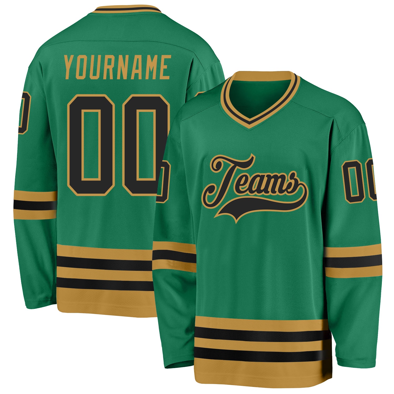 Custom Kelly Green Royal-White Classic Style Hockey Jersey