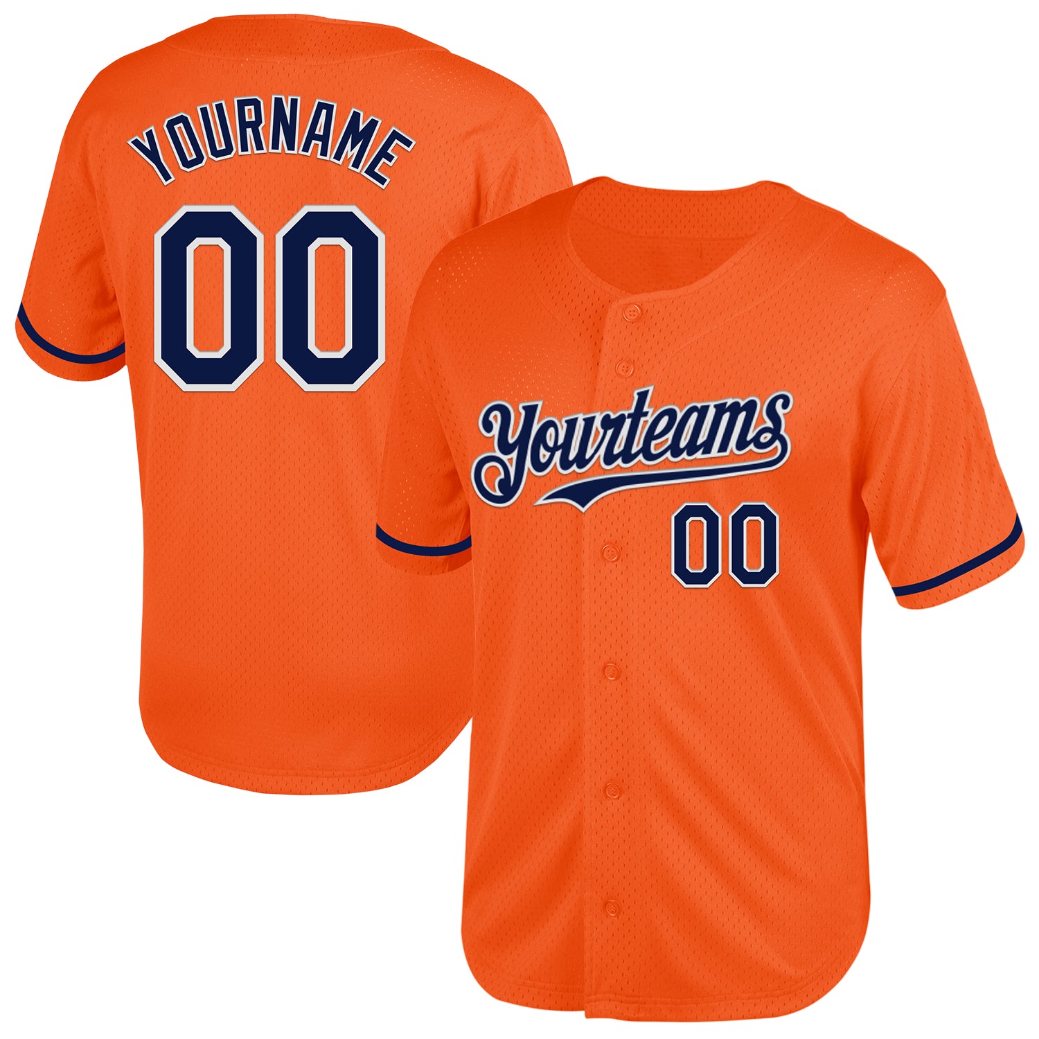 2024 Custom Orange NavyWhite Mesh Authentic Throwback Baseball Jersey