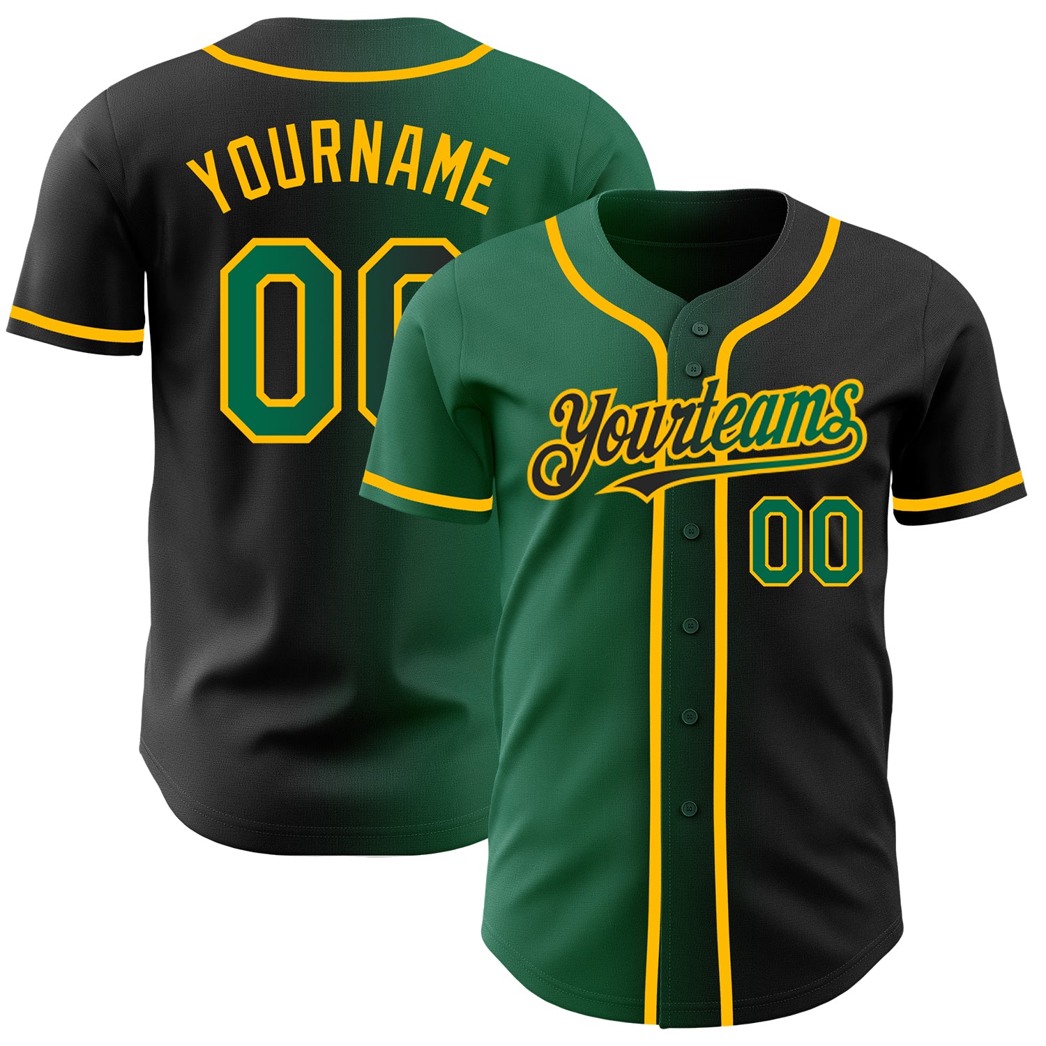 Custom Royal Kelly Green Gradient Fashion Design Authentic Baseball Jersey main image 1