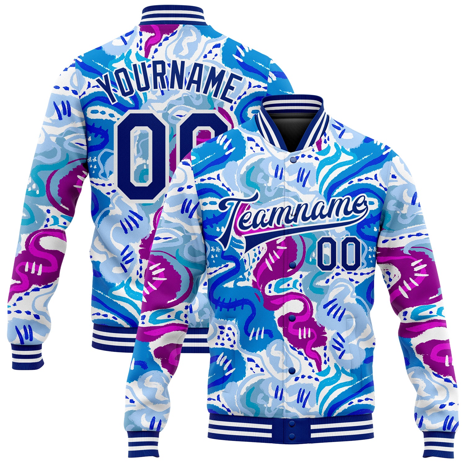 White And Black Graffiti Doodle Text Print Women's Bomber Jacket