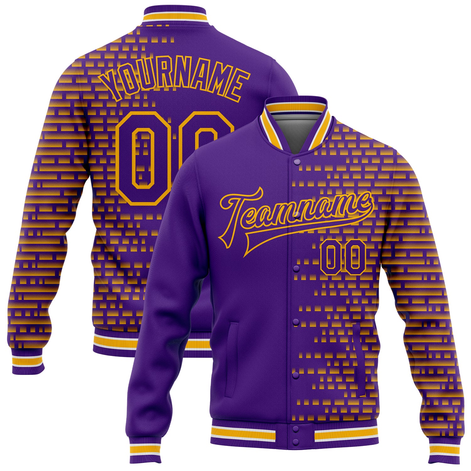 Custom Neon Green Purple Full-Snap Varsity Faux Leather Letterman Jacket main image 1