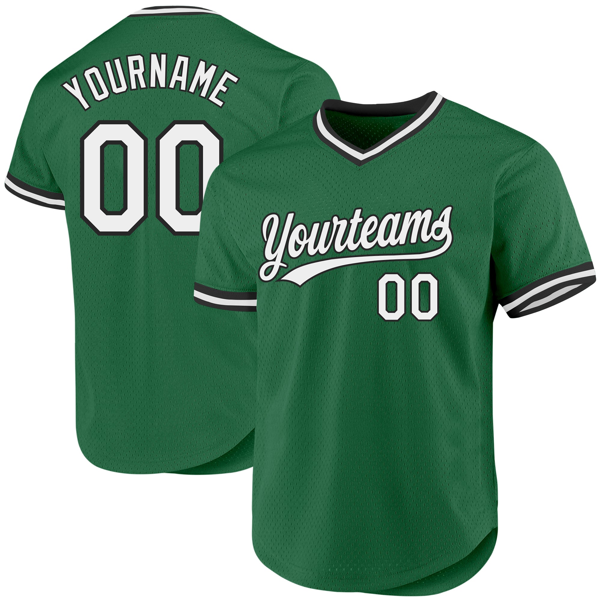2024 Custom Kelly Green WhiteBlack Authentic Throwback Baseball Jersey