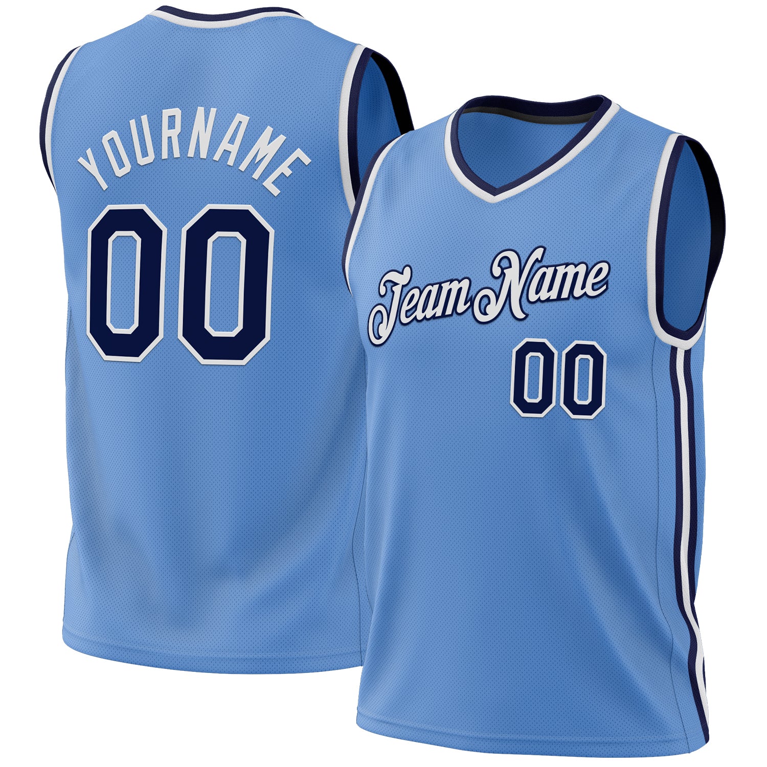 Custom Light Blue Navy-White Bull Classic Sets Basketball Jersey main image 1
