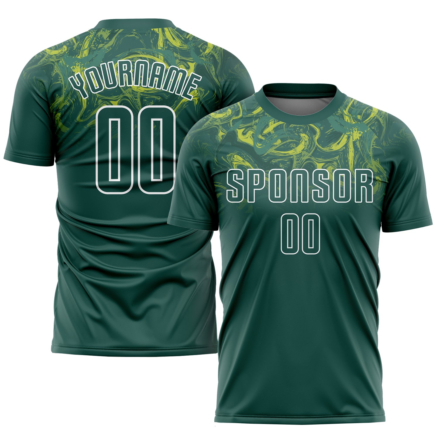 Custom Kelly Green gold Solid Colour Football Jersey
