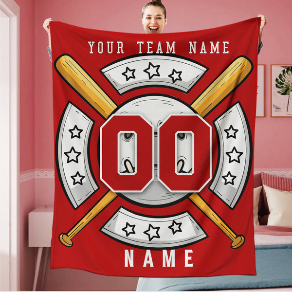 Personalized Baseball Big Logo Name Blanket