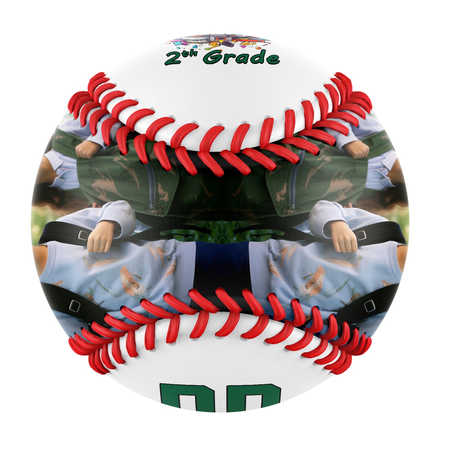 Personalized White Ready Set Learn Starting School 2th Grade Photo Baseballs
