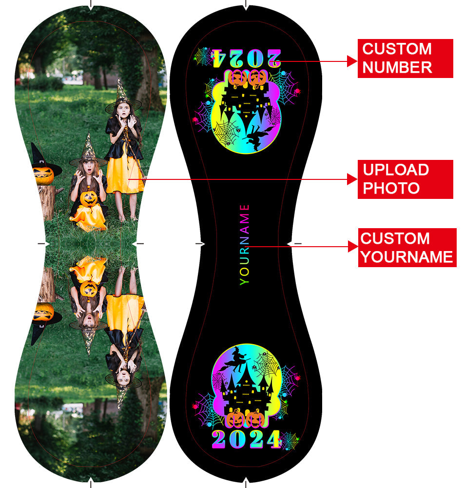 Personalized Black Happy Halloween Witch Pumpkin Spider Web Castle Photo Baseballs