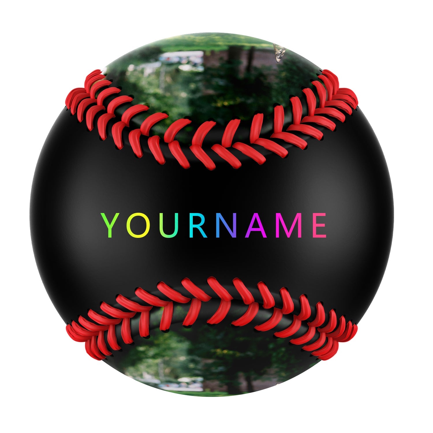 Personalized Black Happy Halloween Witch Pumpkin Spider Web Castle Photo Baseballs