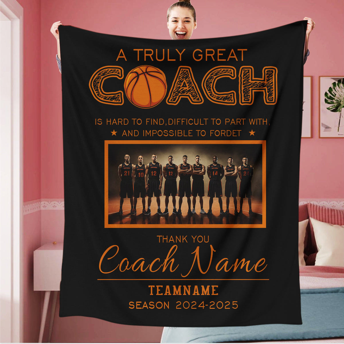 Personalized A Truly Great Coach Basketball Blanket