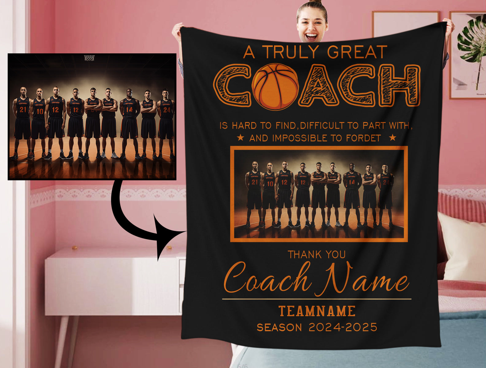 Personalized A Truly Great Coach Basketball Blanket
