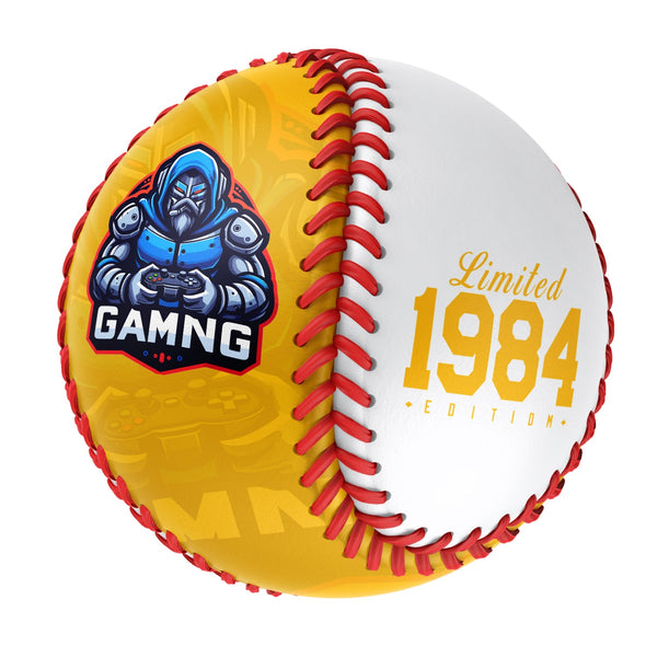 Personalized Game Name Time Logo Gold White Baseballs