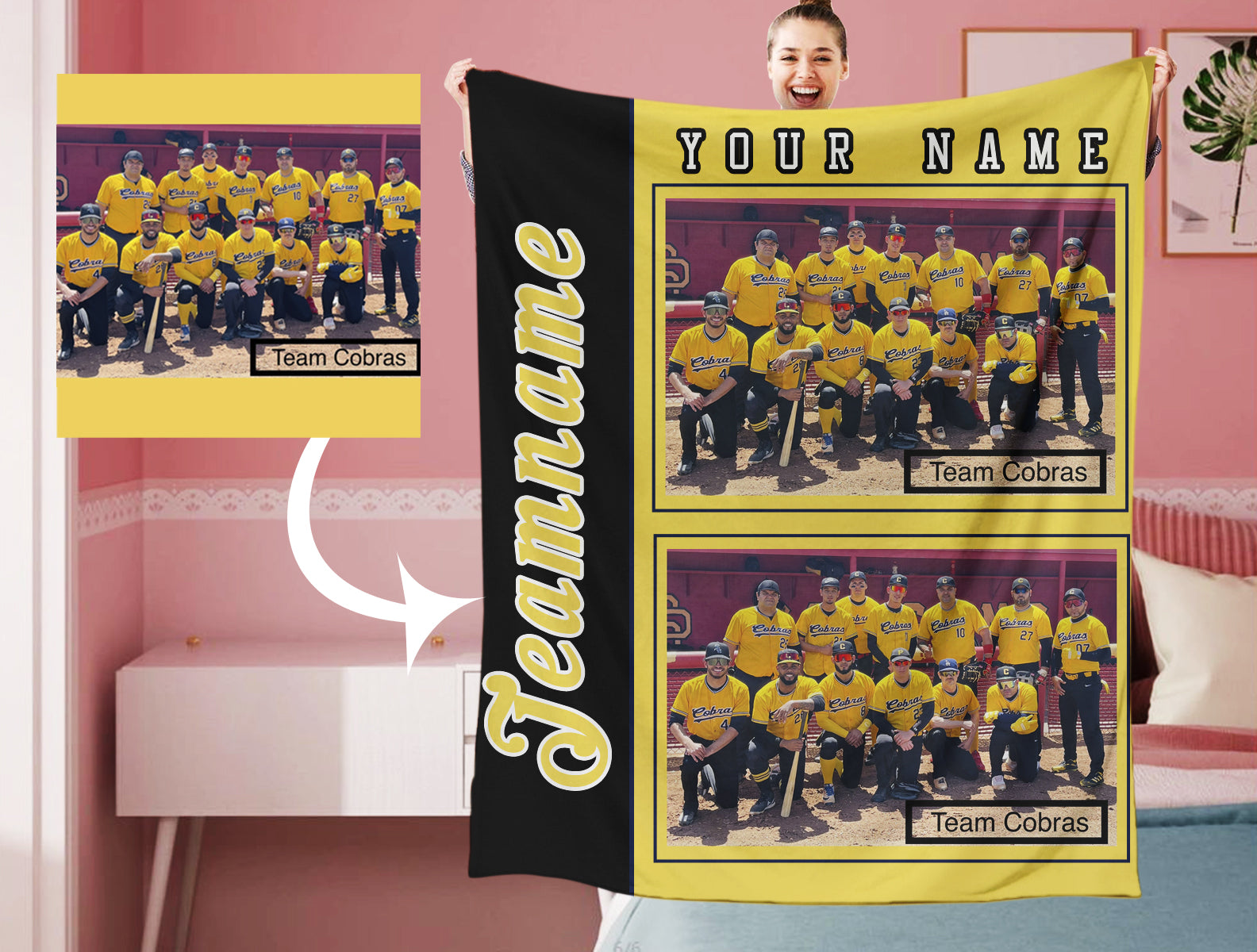 Personalized Team Name Photo Blanket