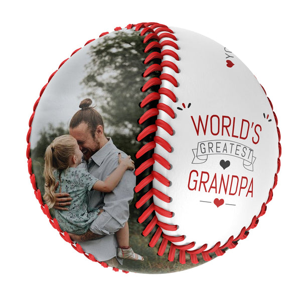 Personalized Dad Grandpa Photo Name White Baseballs,World's Greatest Grandpa,Father's Day Gift