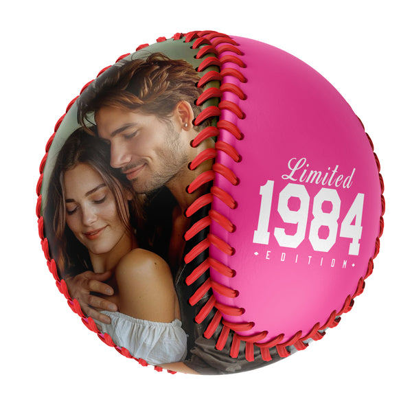 Personalized Anniversary Name Time Photo Pink Baseballs