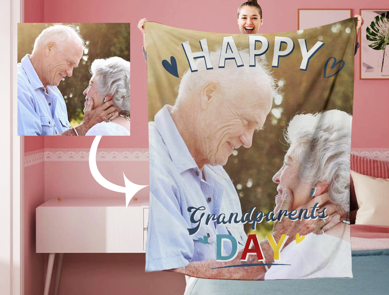 Personalized Happy Grandparents Day Photo Blanket