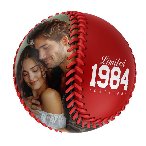Personalized Anniversary Name Time Photo Red Baseballs