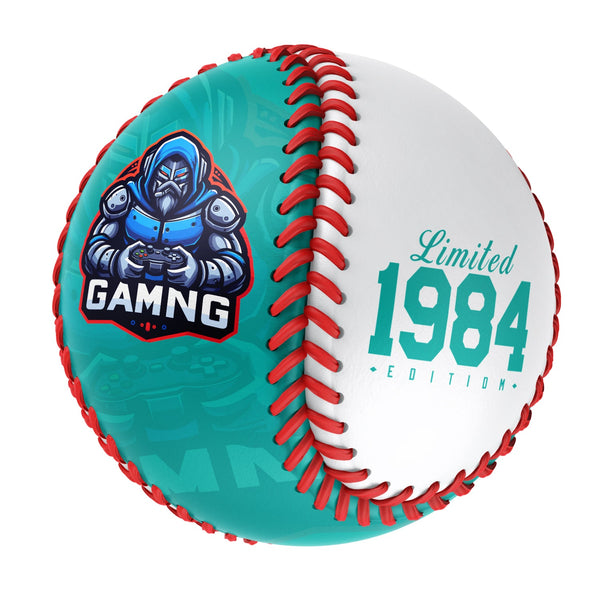 Personalized Game Name Time Logo Aqua White Baseballs