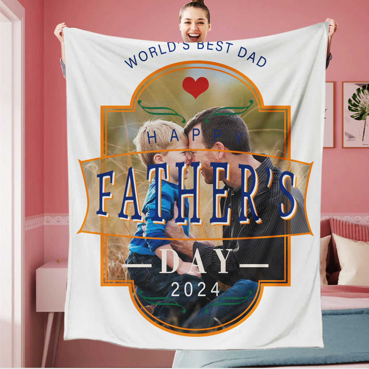 Personalized Happy Father's Day Photo Blanket