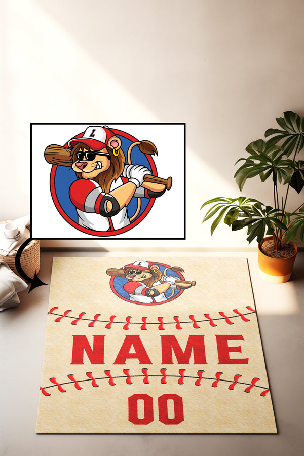 Personalized Baseball Name Number Logo carpet