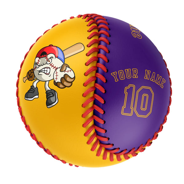 Personalized Gold Purple Half Leather Purple Authentic Baseballs