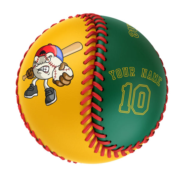 Personalized Gold Kelly Green Half Leather Kelly Green Authentic Baseballs