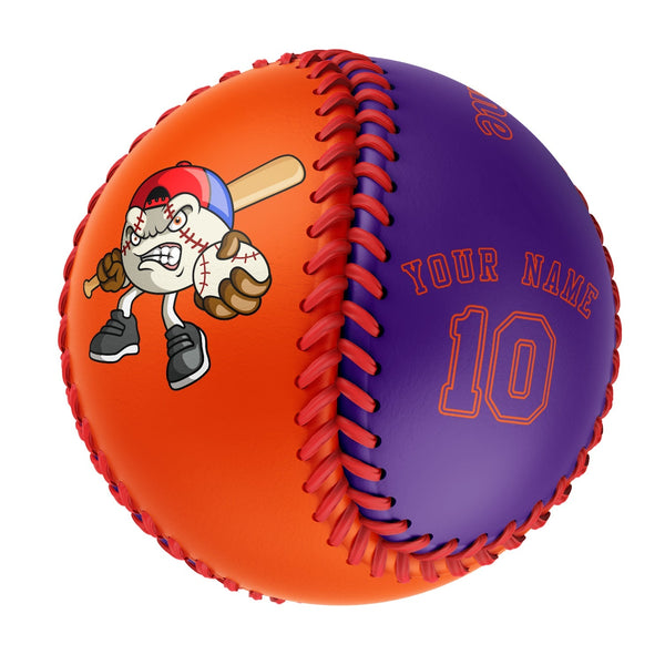 Personalized Orange Purple Half Leather Purple Authentic Baseballs