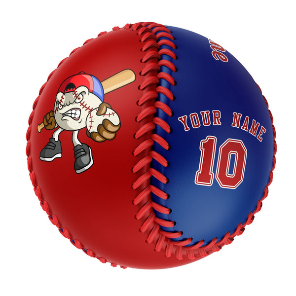 Personalized Red Royal Half Leather Red Authentic Baseballs