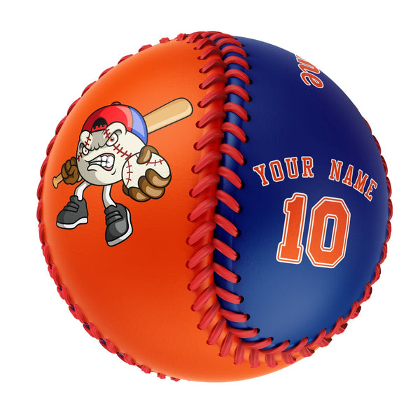 Personalized Orange Royal Half Leather Orange Authentic Baseballs