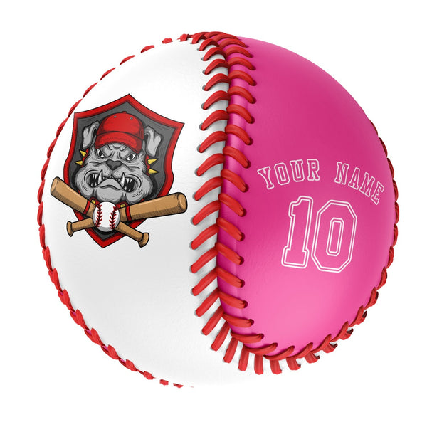 Personalized White Pink Half Leather Pink Authentic Baseballs