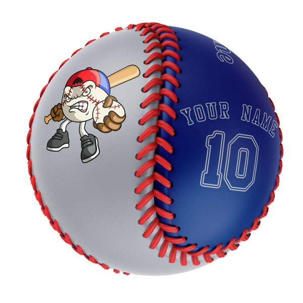 Personalized Gray Royal Half Leather Royal Authentic Baseballs