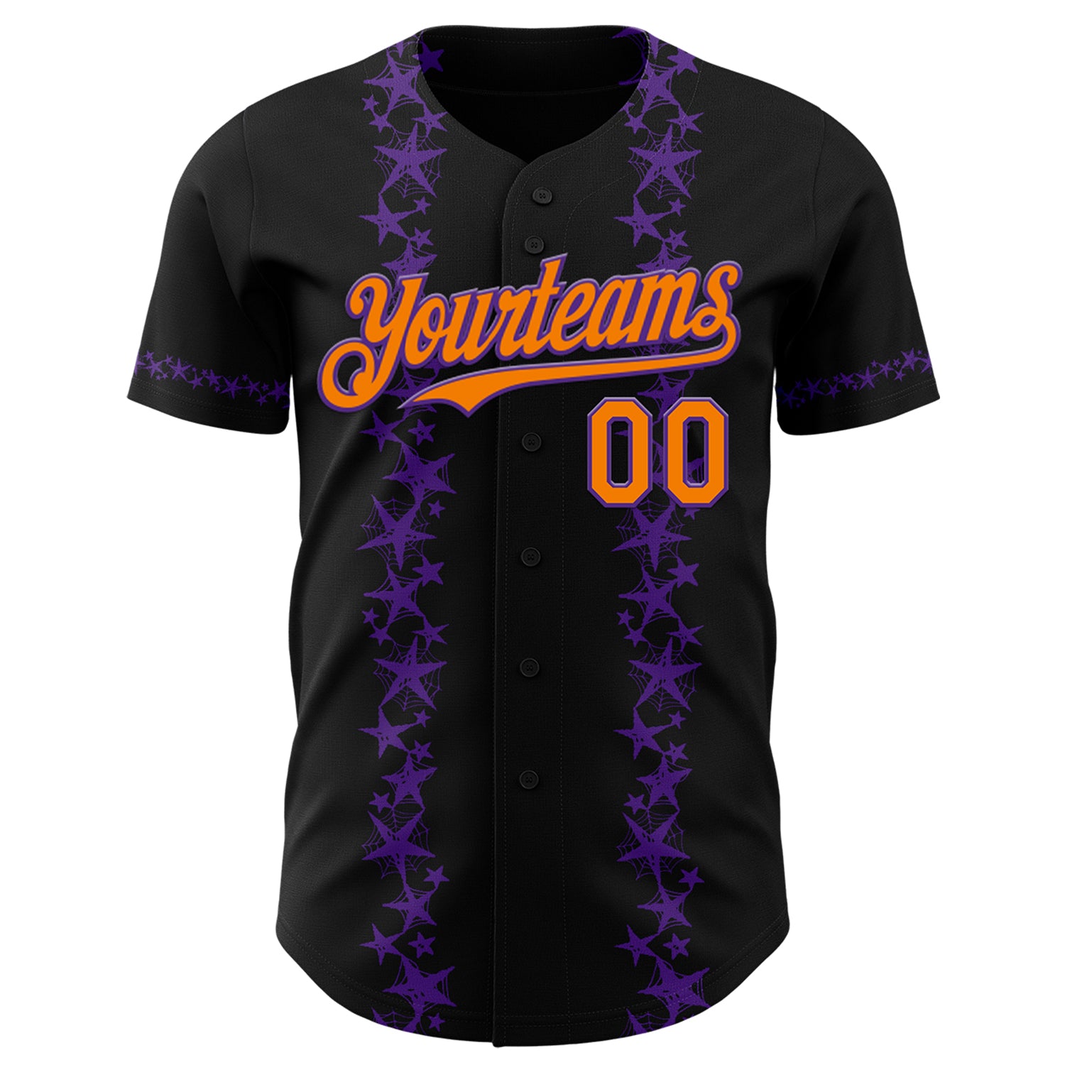 Custom Black Bay Orange-Purple 3D Halloween Spider Net Party Costume Ideas Authentic Baseball Jersey