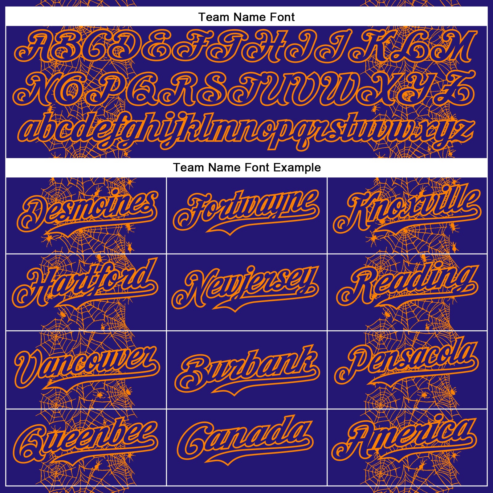 Custom Dark Purple Bay Orange 3D Halloween Spider Net Party Costume Ideas Authentic Baseball Jersey