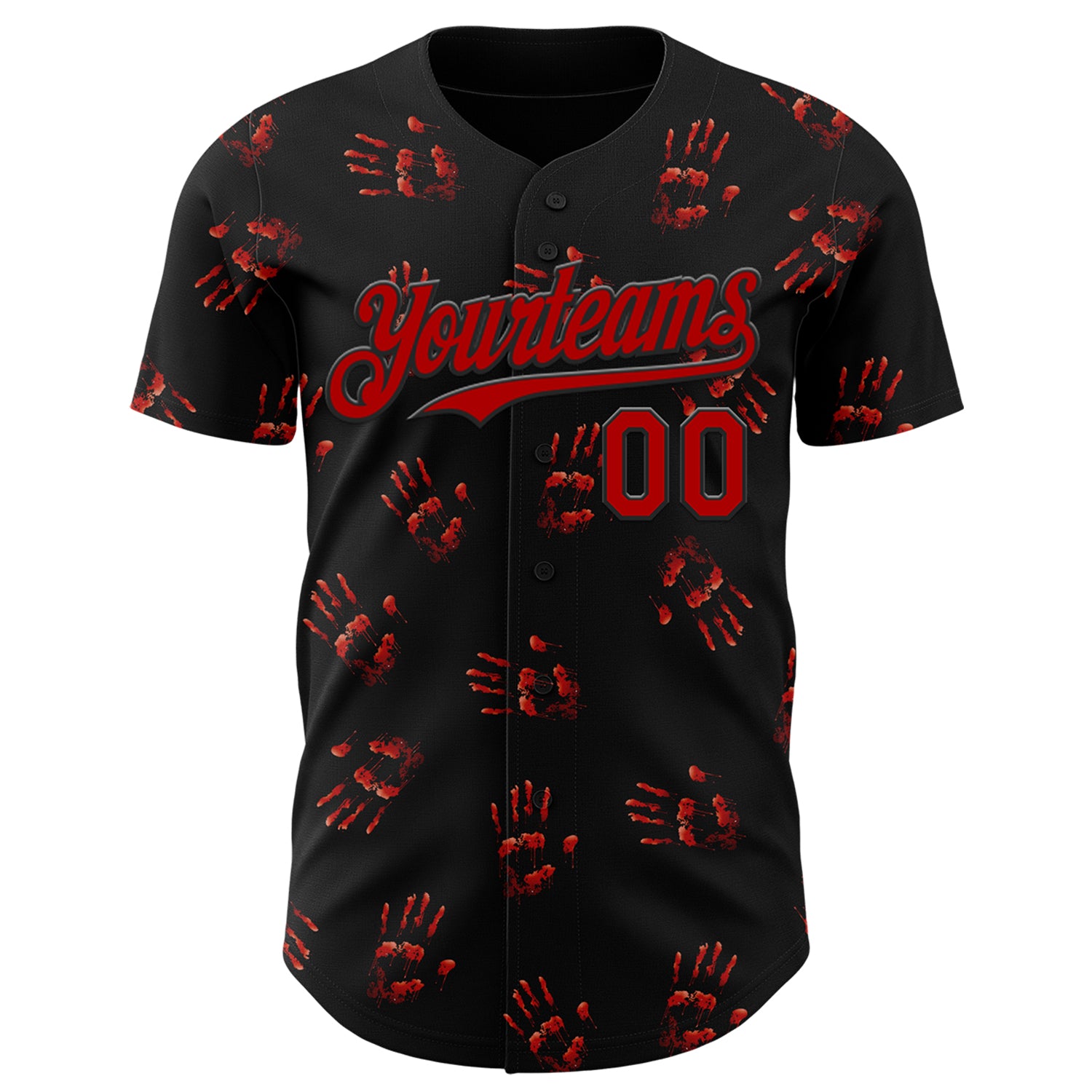 Custom Black Red 3D Halloween Skull Horror Night Trick Treat Party Costume Ideas Authentic Baseball Jersey