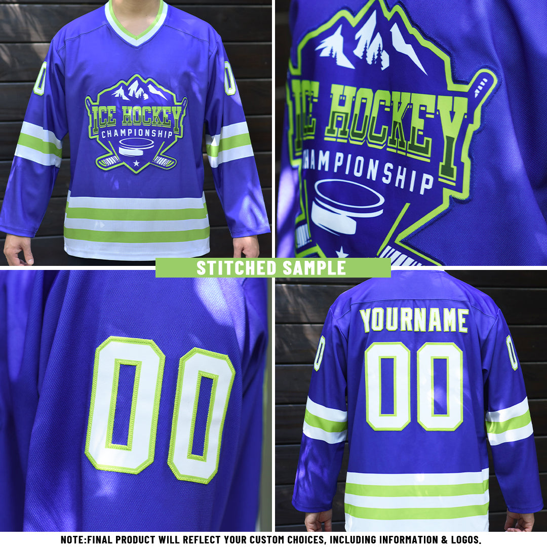 Custom White USA Flag Red-Royal 3D Pattern Abstract Splatter Paint Hockey Lace Neck Jersey