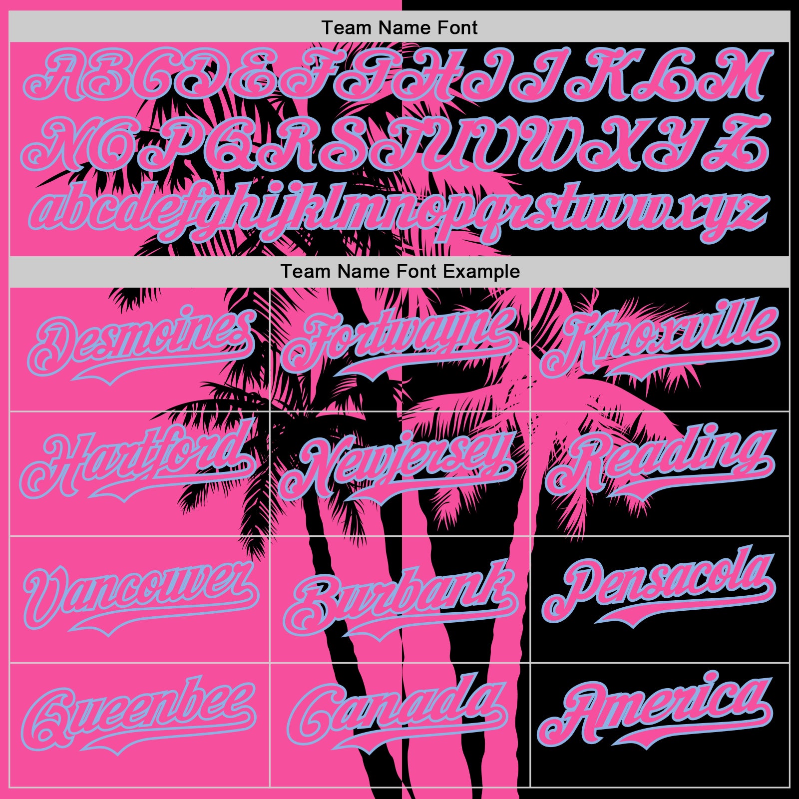Custom Black Pink-Light Blue 3D Pattern Design Hawaii Palm Trees Tropical Coconut Authentic Baseball Jersey