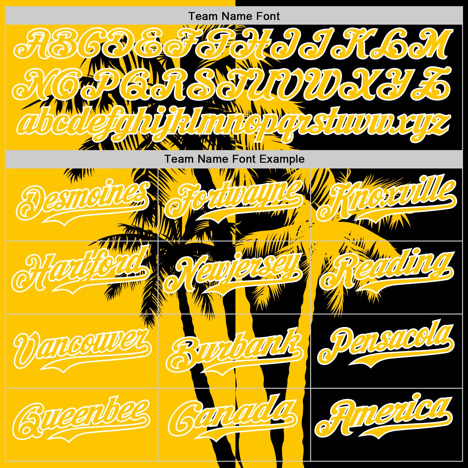 Custom Black Yellow-White 3D Pattern Design Hawaii Palm Trees Tropical Coconut Authentic Baseball Jersey
