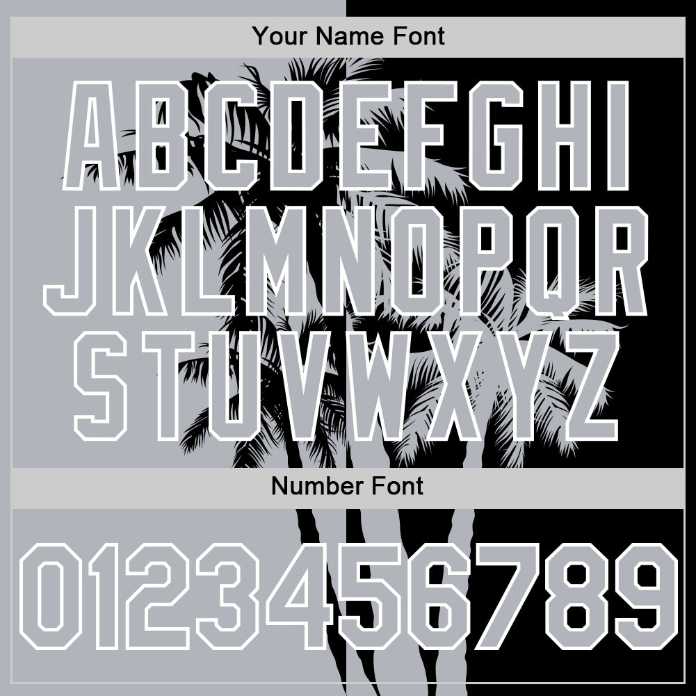 Custom Black Gray-White 3D Pattern Design Hawaii Palm Trees Tropical Coconut Authentic Baseball Jersey