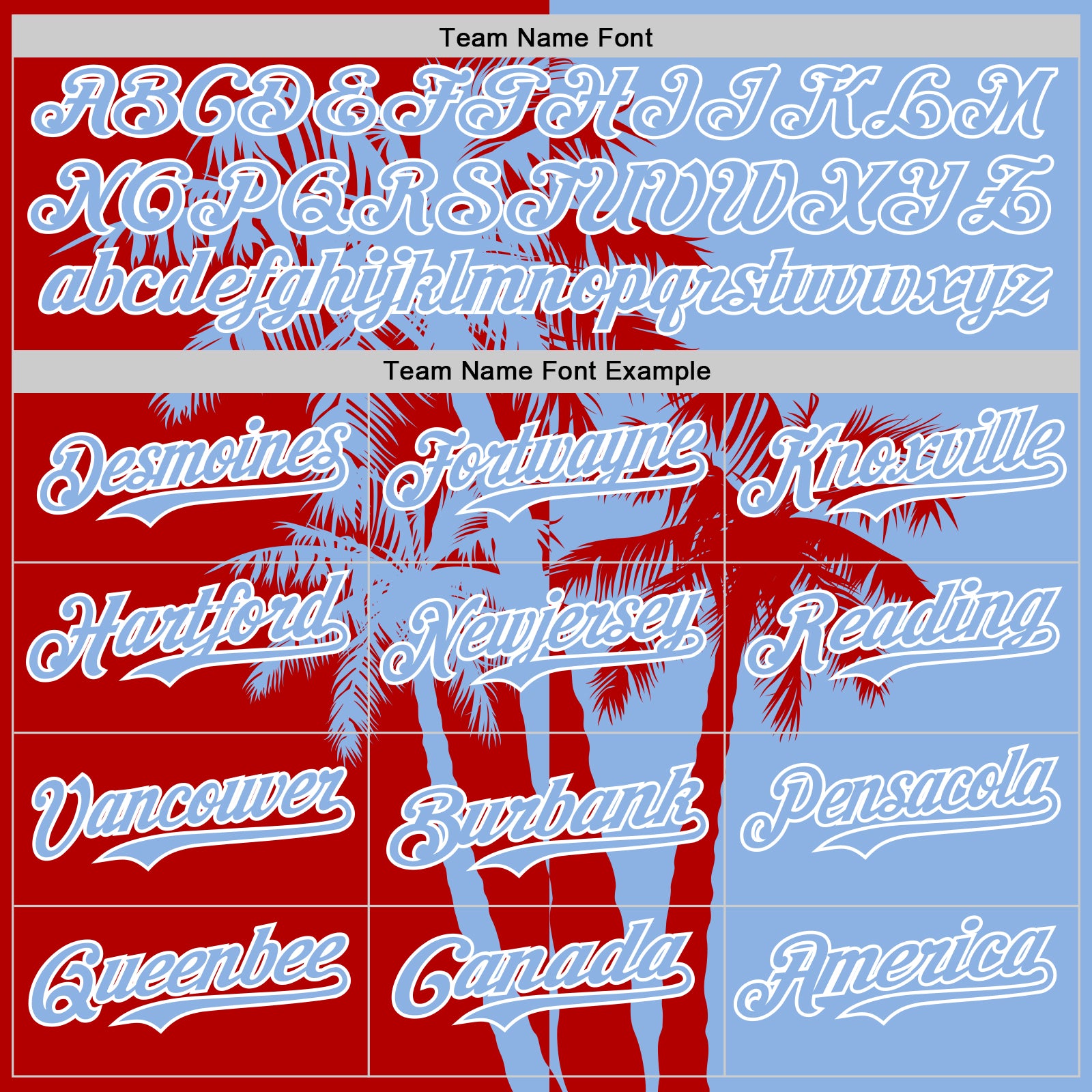 Custom Light Blue Red-White 3D Pattern Design Hawaii Palm Trees Tropical Coconut Authentic Baseball Jersey