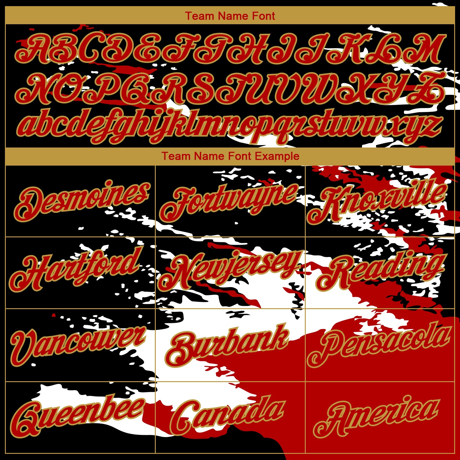 Custom Black Red White-Old Gold 3D Pattern Splash Performance T-Shirt