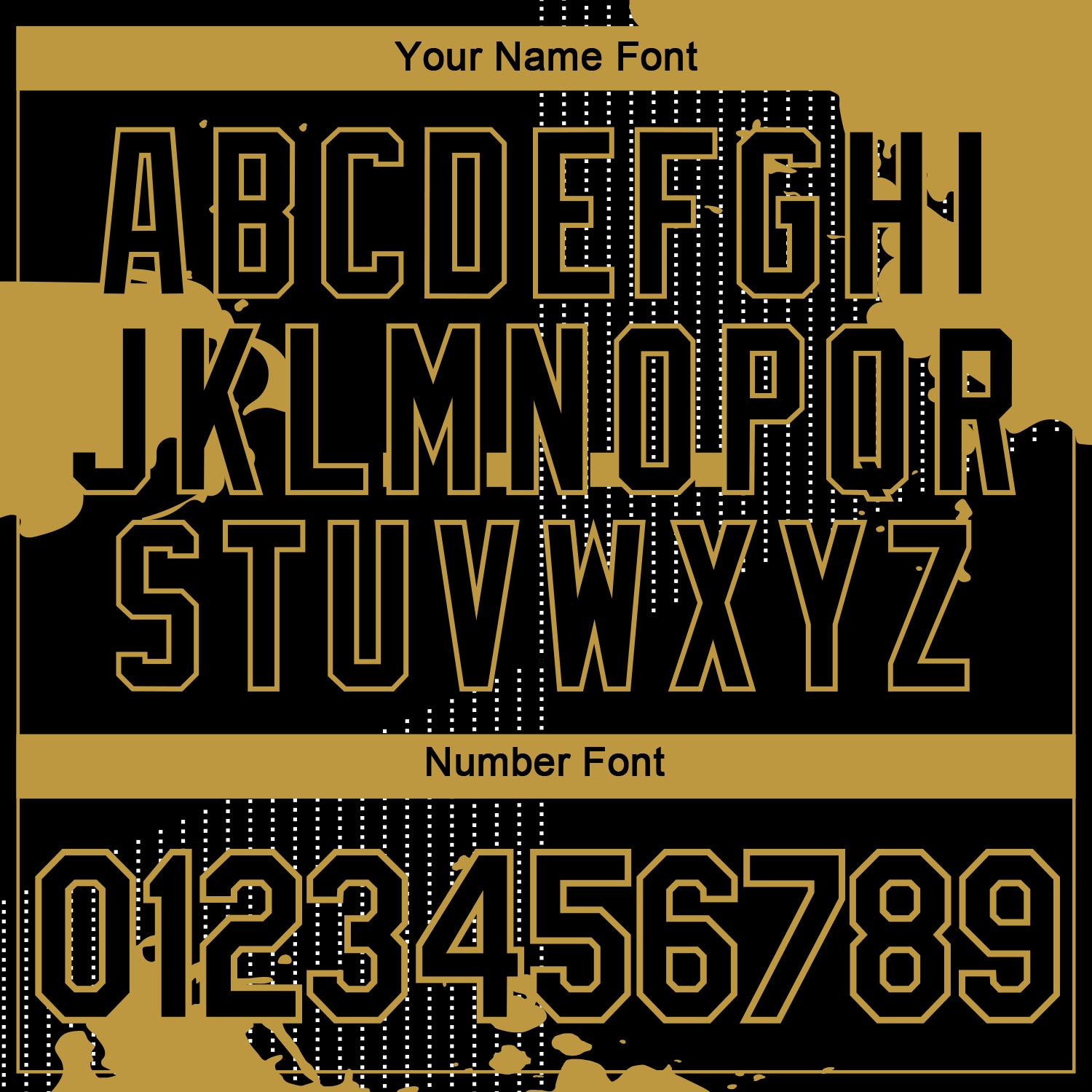 Custom Black-Old Gold 3D Pattern Splatter Dot Matrix Performance T-Shirt