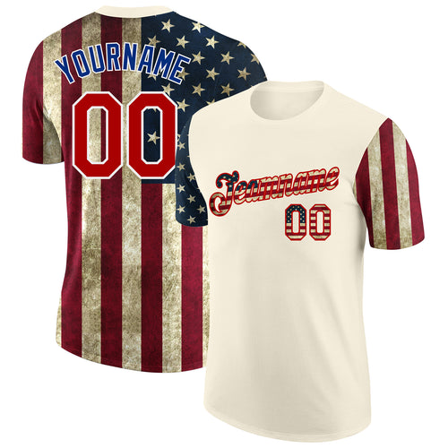 Custom Camo Vintage USA Flag-City Cream Authentic Salute To Service  Baseball Jersey