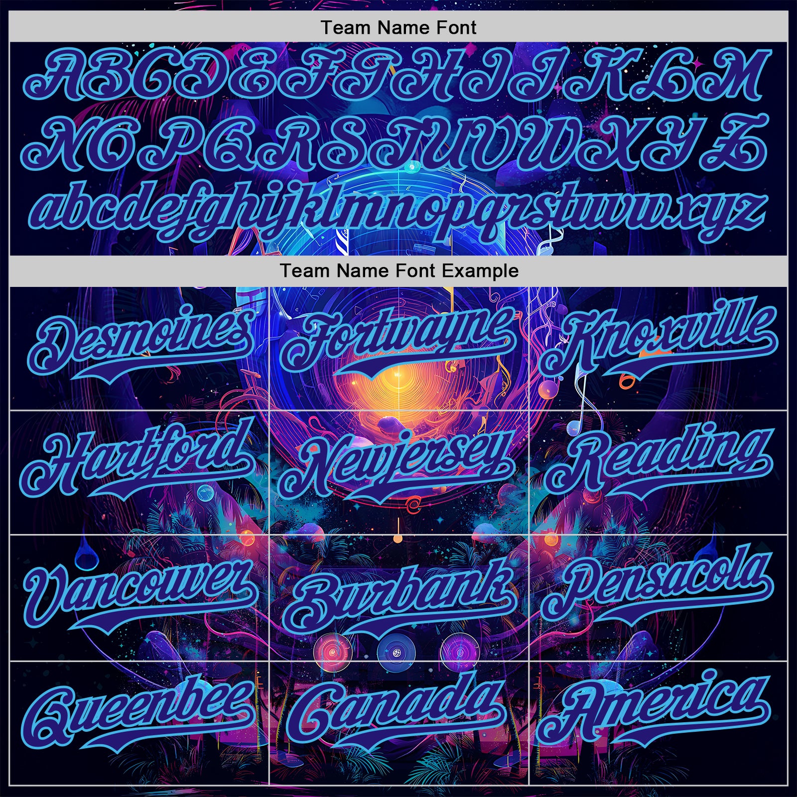 Custom Blue Dark Purple-Sky Blue Cyber Tropical Palm Trees Music Festival Cosmic Nebula Authentic Baseball Jersey