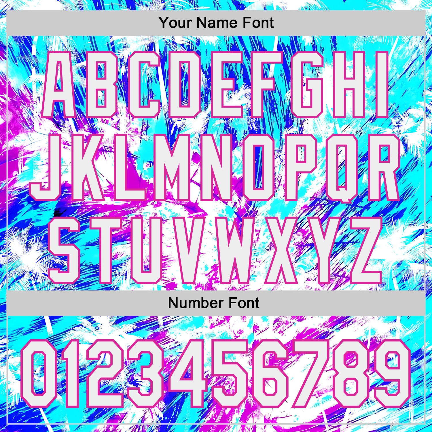 Custom Ice Blue White Blue-Deep Pink Cyber Tropical Palm Trees Music Festival Authentic Baseball Jersey