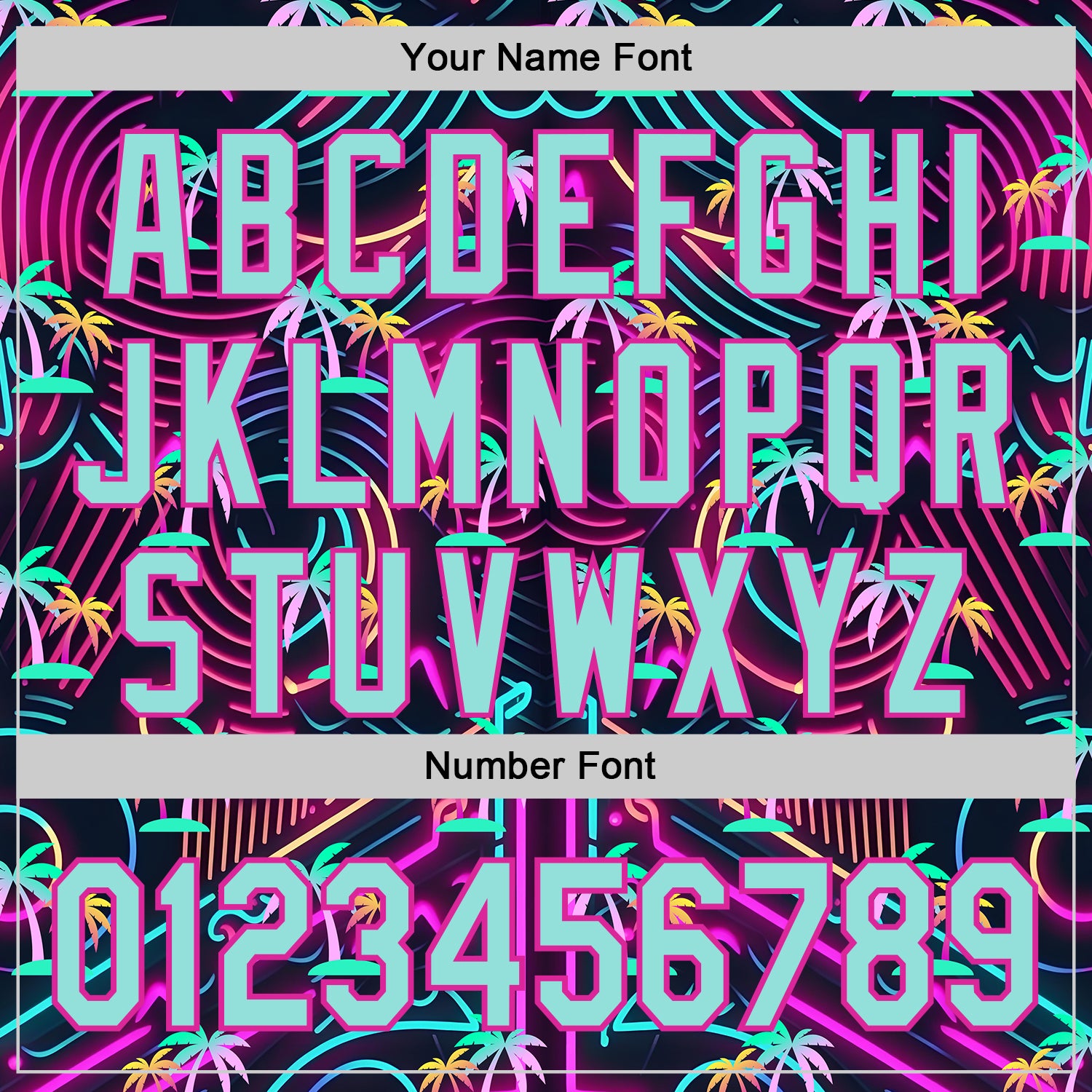 Custom Black Ice Blue-Deep Pink Cyber Tropical Palm Trees Music Festival Authentic Baseball Jersey