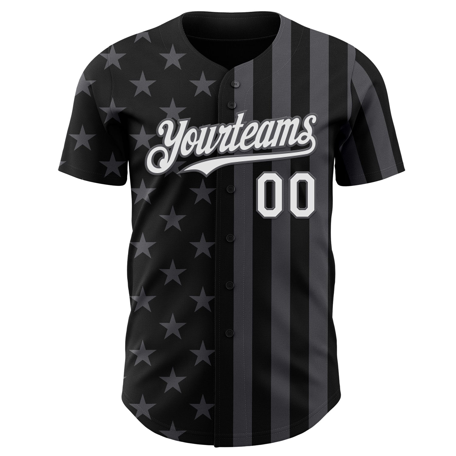 Custom Black White-Steel Gray USA Flag Patriotic Split Stars and Stripes Authentic Baseball Jersey
