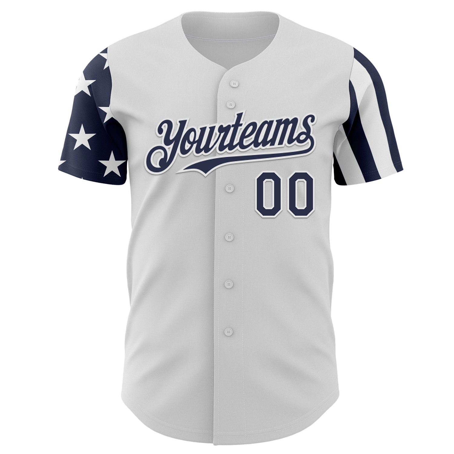 Custom White-Navy Two Tone USA Flag Sleeves Stars and Stripes Authentic Baseball Jersey