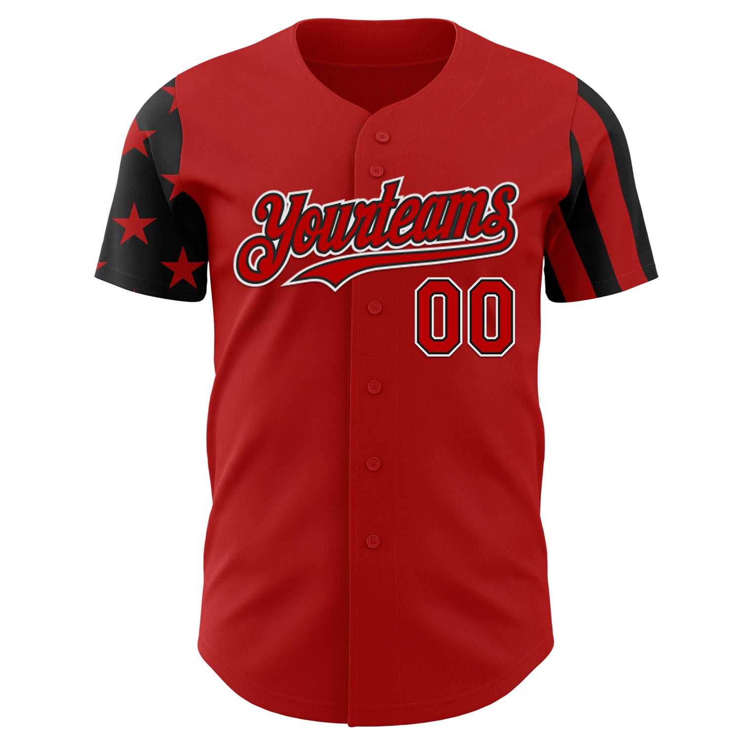 Custom Red Black-White Two Tone USA Flag Sleeves Stars and Stripes Authentic Baseball Jersey