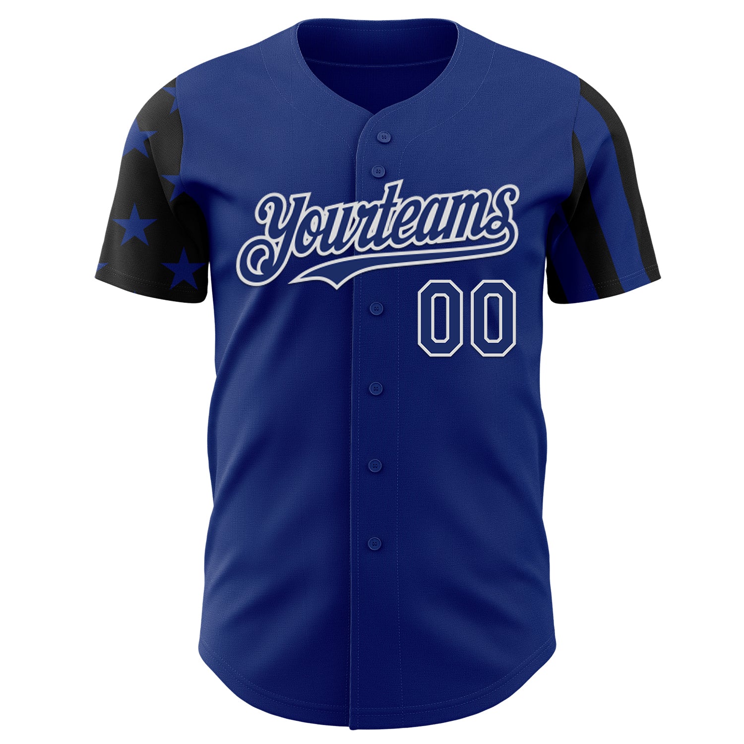 Custom Royal Black-White Two Tone USA Flag Sleeves Stars and Stripes Authentic Baseball Jersey