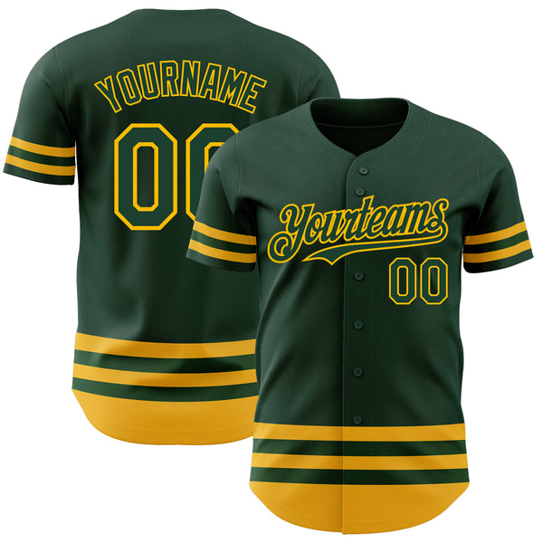 Custom Green Gold Line Authentic Baseball Jersey